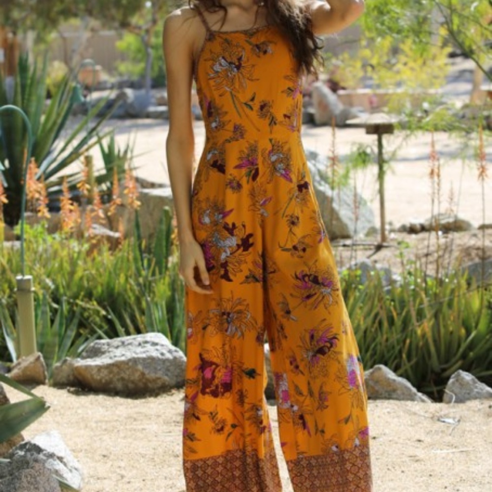 Smocked Bodice Wide Leg Jumpsuit